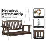 Gardeon Porch Swing Chair With Chain Outdoor Furniture Wooden Bench 2 Seat Brown ODS-1956B-BR