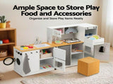 Keezi Kids Wooden Kitchen Playset 2-piece Pretend Toy Kitchen 29pc Food Set PLAY-WOOD-COMBINATION-3IN1