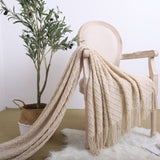 SOGA Beige Diamond Pattern Knitted Throw Blanket Warm Cozy Woven Cover Couch Bed Sofa Home Decor BLANKET922