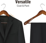 TOPIA HANGER Wide Shoulder Wooden Hangers, Suit Hangers with Non Slip Pants Bar & 360&deg Swivel Hook, V1258-DP02-F-218