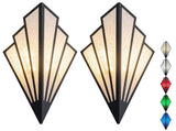 Battery Operated Wall Sconce Set of 2, RGB Wireless Lamp with Remote, Black V1263-JX-5778