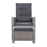 Gardeon Recliner Chair Sun lounge Wicker Lounger Outdoor Patio Furniture Adjustable Grey ODF-RECLINER-CHOTM-GE