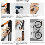 Bicycle Rack, Wall-Mounted Bicycle Rack with Rubber Coating, for 2 Bicycles, Wall-Mounted Bicycle V1237-ZY-715-026