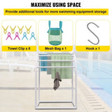 VEVOR Pool Towel Rack, 5 Bar, Milky, Freestanding Outdoor PVC Curved Poolside Storage Organizer, V952-MJJBSSXGBDDW52IAUV0