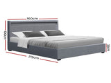 Artiss Bed Frame Queen Size LED Gas Lift Grey COLE BFRAME-E-COLE-Q-GY-ABC