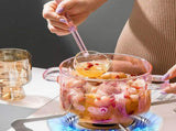 Pink Glass Saucepan with Handle, 6*4 inch Glass Pots for Cooking on Stove, Heart-shaped Lid V1369-AZ3-W-16945