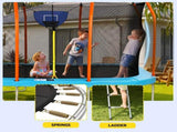 Everfit 12FT Kids Trampoline Rectangle Rebounder with Basketball Set Blue TRAMPO-C-8X12FT-BLOR-AB