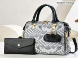 Ladies Hand-Held Bags 2-Piece Set Embroidered Print Retro Stylish Bag With - Khaki - Size 24-13-24 V1347-127-05212-KHK-24-13-24