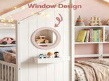 Artiss Kids Single Bed Frame with 3 Storage Bookcase & 2 Drawers House Bed Solid Wood Montessori Bed WBED-F-DREGO-S-WH-DRAW