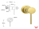 WELS Brushed Gold 2in1 Set Round Large 12" Rain Shower Head 3 Mode Handheld Wall Arm Small Face V1233-A703GHR002M4CGKSR112GKRD201G60