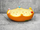 Ceramic Fruit Bowl Cute Orange-Shaped Home Fruit Rack with 6 Spoon Decorative Bowl for Kitchen, V1366-AZ2-W-15214