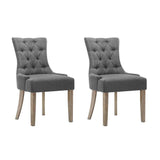 Artiss Dining Chairs Set of 2 Linen French Provincial Grey UPHO-C-DIN470-GYX2