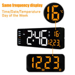 16" Orange Large Digital Big Jumbo LED Wall Desk Clock Display With Temperature Calendar V201-FAZ0016OR8AU