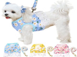 Floral Dog Harness Set Dress for Girl, Cute Daisy Breathable Puppy Mesh Harness for Female V1370-AZ4-09753