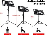 Sheet Music Stand with Carry Bag, Adjustable Folding Music Holder for Guitar, Ukulele, Violin, V1189-LC-AMZ-00099