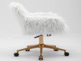 Fluffy Office Chair Faux Fur Modern Swivel Desk Chair for Women And Girls-White V226-SW1005WT