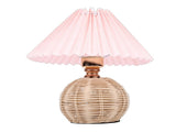 Pleated Table Lamp Soft Yellow Light Linen Lampshade Rattan Base Bedside Lamp for Bedroom Roseate V1294-YM0901-3119250082811