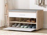 Artiss Shoe Rack Cabinet Bench 8 Pairs White Niva LC-FURNI-BEN01-WDWH