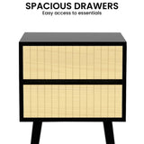 Sarantino Ivan Bedside Table Night Stand - Black Natural TBL-707-5TZ-BKN
