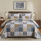 Retro Charm Queen Bedspread Set with Bold Checkered Design V745-MAC080631Q13U