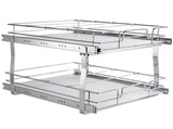 2 Tier 20"Wx21"Dx15"H Pull Cabinet Organizer, Heavy Duty Slide Pantry Shelves, Steel Roll V952-HGS220W21D15HSW3PV0
