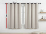 Artiss Blockout Curtains 2X 132x160cm Thermal Insulated Eyelet Drapes Beige BC-MATT-132X160-BG