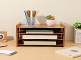 1Set File Organizer Wood Desk Modern Design for Office Home Workspace 35.4x9.8x8.7in V1192-AZ-W-26905