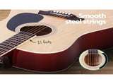 Alpha 41 Inch Acoustic Guitar Wooden Body Steel String Dreadnought Stand Wood GUITAR-D-41-NAT-CAPO