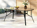 Gardeon 120CM Outdoor Dining Table Steel Parasol Hole Desk Patio Furniture Black ODF-DINTB-120