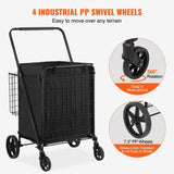 VEVOR Folding Shopping Cart Rolling Grocery Cart with Double Baskets 330 LBS V952-XYCZDST330186UI5MV0