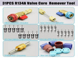 Professional Car AC Repair Kit, Schrader Valve Core Removal Tool with Quick Release for High and Low V1189-LC-QP-00213