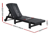 Gardeon Sun Lounge Beach Chair HDPE Adirondack Lounger Patio Outdoor Furniture with Wheels Black FF-LOUNGE-ADHE-BK