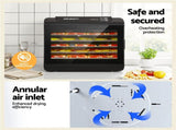 Devanti Food Dehydrator 6 Tray Fruit Dryer Jerky Maker With Stainless Steel Rack FD-E-RACK-306