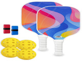 Pickleball Paddle Set with 4 Balls Fiberglass Surface, Lightweight Grip Indoor & Outdoor Play V1107-CS-PKQPTZ