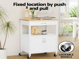 Artiss Kitchen Island Trolley Rolling Serving Cart Storage Drawer Cupboard 60cm FUR-G-KI-60-WH