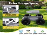 Gardeon Garden Cart Seat with Wheels, Rolling Work Stool with Tool Storage Tray, 440lbs GCT-SEAT-200KG-GY