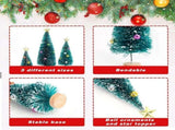 9PCS Bottle Brush Trees with Topper Ornaments, Mini Christmas Trees Sisal Snow Frost Trees with Wood V1370-AZ4-11241