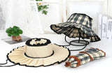 (Style 5) Women's Foldable Wide Brim Sun Hat- Pleated Straw Style Packable Beach Hat with Adjustable V888-ELOSUNG57363
