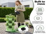 Green Fingers 5 Tier Vertical Garden Planter, Stackable Planters with Wheels, Light Green, Garden GARDEN-5T-LGR