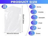 30 Pack Clear Garment Bags, 47.2 Inch Plastic Garment Bags Dustproof, Long Clothes Covers, V1259-DP01-A-2899
