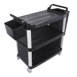 SOGA 3 Tier Covered Food Trolley Food Waste Cart Storage Mechanic Kitchen with Bins FOODCART1515WITHBINS