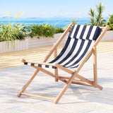 Gardeon Outdoor Deck Chair Wooden Sun Lounge Folding Beach Patio Furniture Blue WOOD-B-BC-6021T-BW