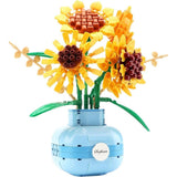 Sunflower Bouquet Building Set with Vase Mini Not Compatible with Lego Flowers Home Decor Gift for V1369-AZ3-W-22092