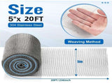 Wire Roll 5 x 20FT, 304 Stainless Steel, Hole Fill Fabric Gap Blocker, Double Layer Metal V1192-AZ-W-17535