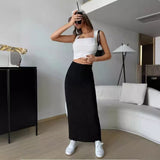 Ribbed Maxi Skirt Women'S Maxi Skirt Black Maxi Skirt Beige Maxi Skirt Trendy - Black - Size S V1403-942-67739-BLK-S