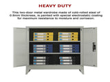 Two-Door Metal Short Cabinet Shelf Storage for Home Office Gym V63-844391