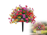 UV Resistant Artificial Outdoor Flowers, 22 Faux Flowers with Ground Stakes for Outdoor Yard & Lawn, V1366-AZ2-W-10802