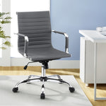 Artiss Office Chair Conference Chairs PU Leather Mid Back Grey OCHAIR-H-8147-GY