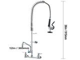 Commercial Faucet with Pre-Rinse Sprayer, 36" Height, 8" Center, 12" Swing Spout, Wall Mount Kitchen V952-BGSYCXSLTBGSR39MKV0
