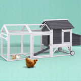 i.Pet Chicken Coop Rabbit Hutch Extra Large Wooden Run Bunny Cage House Outdoor PET-CH-225WL-GR-AB